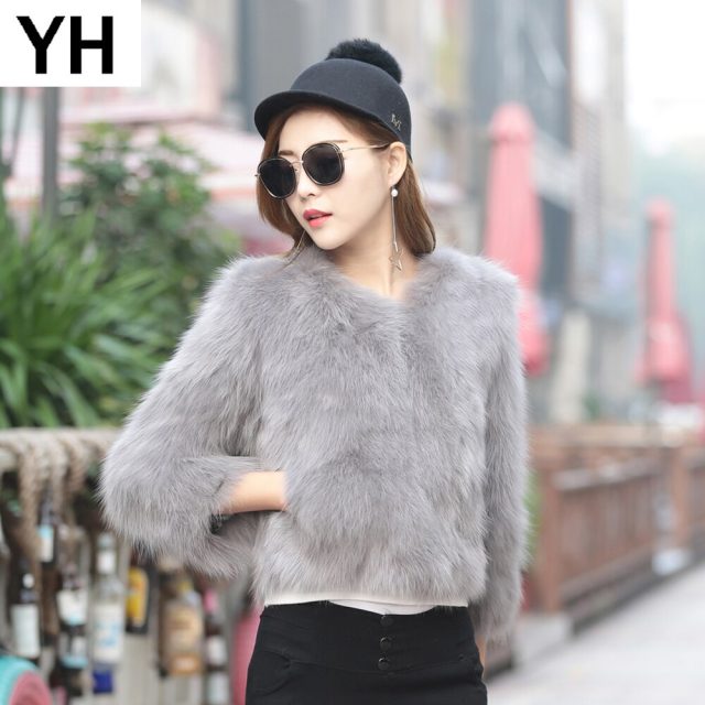 2019 Women High Quality Real Genuine Fox Fur Coat 100% Real Genuine Fox Fur Jacket Short Winter Fashion Fox Fur Outerwear Coat