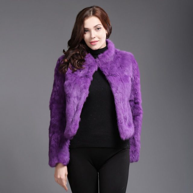 Genuine Full Pelt Real Fur Jacket Women New Design Real Rabbit Fur Coat Natural Rabbit Fur Coats Slim Real Rabbit Fur Overcoat