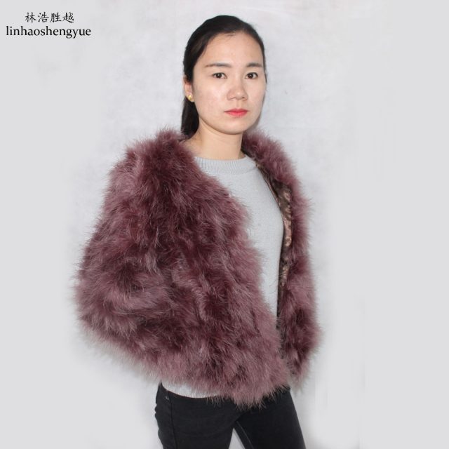 Linhaoshengyuefashion  Ostrich hair  women  coat freeshipping Hot fashion freeshipping  long 50cm