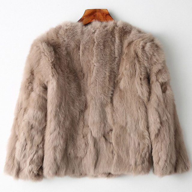 MLCRIYG 2019 Genuine Fur Jacket Women’s Real Rabbit Fur Coat Female O-Neck Fashion Short Winter Warm Natural Fur Coats YQ240