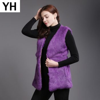 New Style Winter Women Real Rabbit Fur Vests Casual Slim Real Genuine Rabbit Fur Gilets Full Pelt Warm Real Rabbit Fur Waiscoats