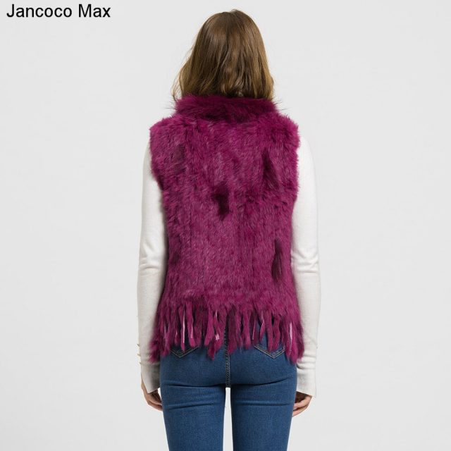 2019 New Arrival Women Real Rabbit Real Fur Vests Raccoon Fur Collar Winter Warm Fashion Gilet Waistcoat Ladies Coat S1700