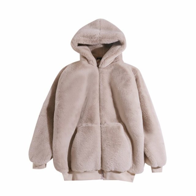 2020 faux fur jacket women’s clothing winter outerwear coats new hooded loose fluffy coat female imitation Rabbit Fur parka