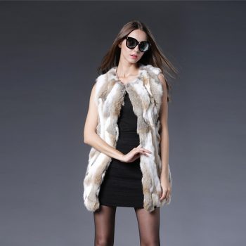 2018 O-neck Solid New Long Real Fur Vest Sexy Women Rabbit Coats For Winter Autumn Sale Coat Fashion Outwear High Quality W016