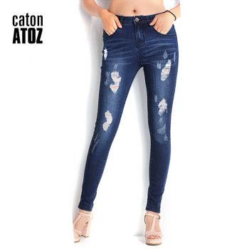catonATOZ 2053 Ladies Stretchy Cotton Denim Pants Trousers Womens Ripped Skinny Jeans For Women