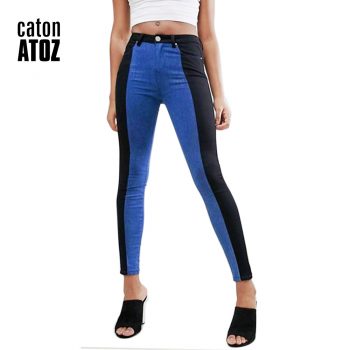 catonATOZ 2131 New Stretchy High Waist Patchwork Jeans For Women Fashion Denim Pants Trousers For Woman