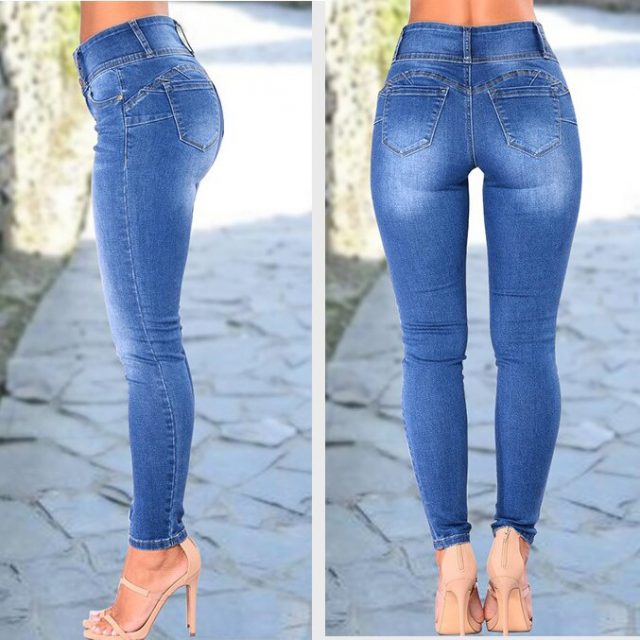 catonATOZ 2143 Mom Jeans New Women Pencil Stretch Skinny Jeans Mid High Waist Jeans Pants Women’s Blue Slim denim Jeans
