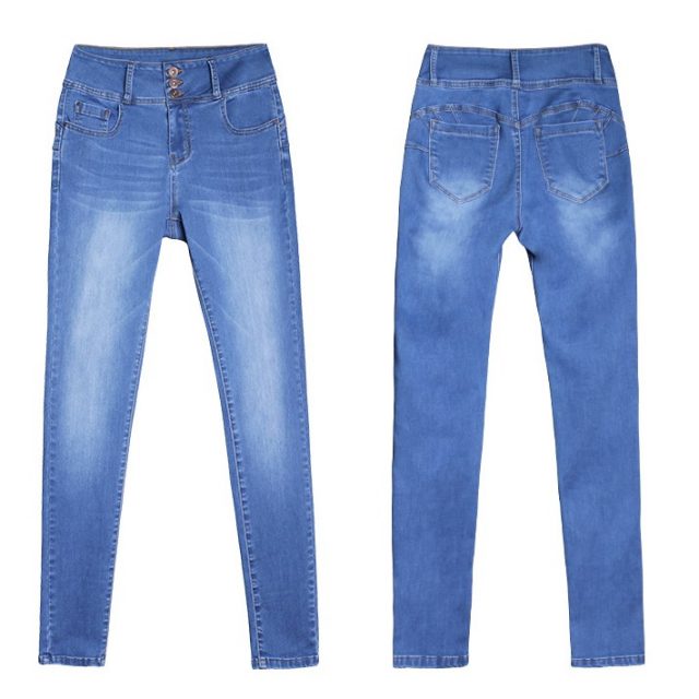 catonATOZ 2143 Mom Jeans New Women Pencil Stretch Skinny Jeans Mid High Waist Jeans Pants Women’s Blue Slim denim Jeans