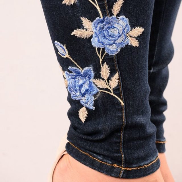 NORMOV Spring Summer Women Jeans High Waist Skinny Push Up Large Size Jeans Stretch Plus Size Female Embroidered Pencil Jeans