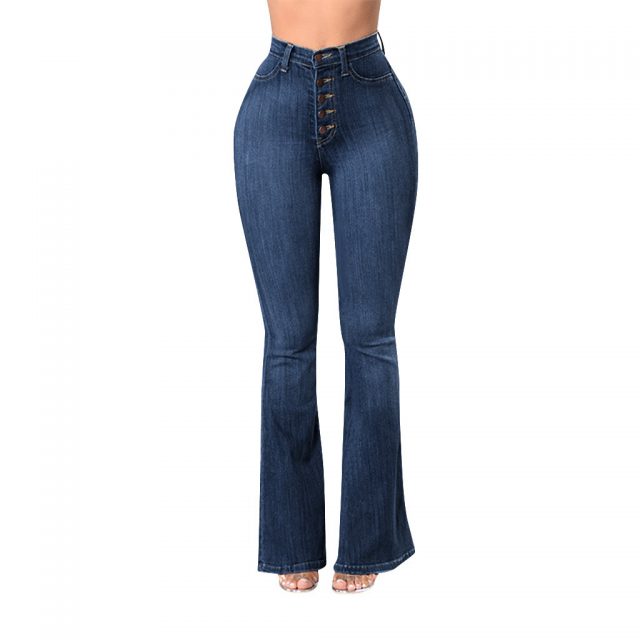SAGACE  Autumn High Waist Wide Leg Jeans Loose Denim Pants 2019 Long Jeans for Women Femme Wide Pants boot cut pant navy blue