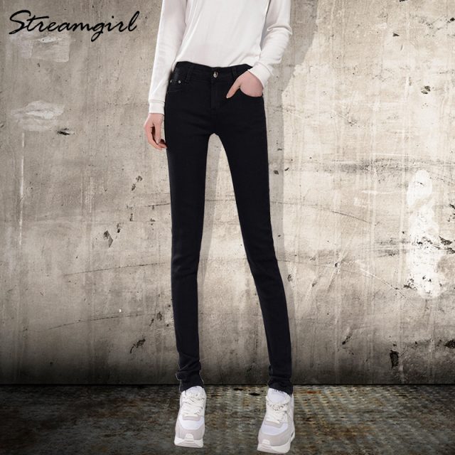 Streamgirl Black Jeans Women Denim Pants Women 2019 Ladies Jeans Femme Skinny Pants Denim Woman Blue Jean Ladies Autumn Classic