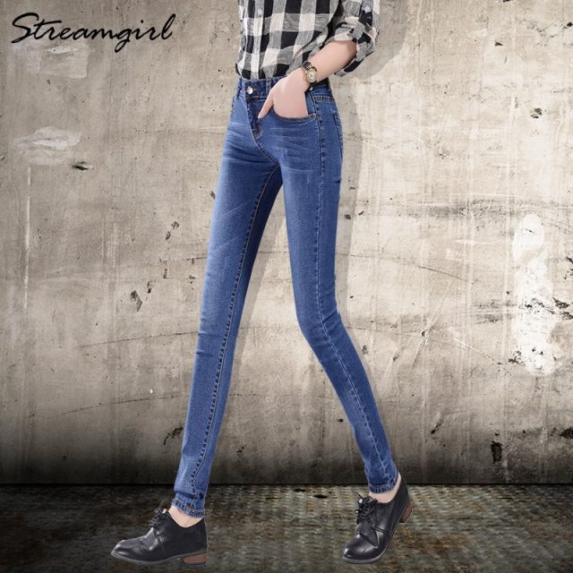 Streamgirl Black Jeans Women Denim Pants Women 2019 Ladies Jeans Femme Skinny Pants Denim Woman Blue Jean Ladies Autumn Classic