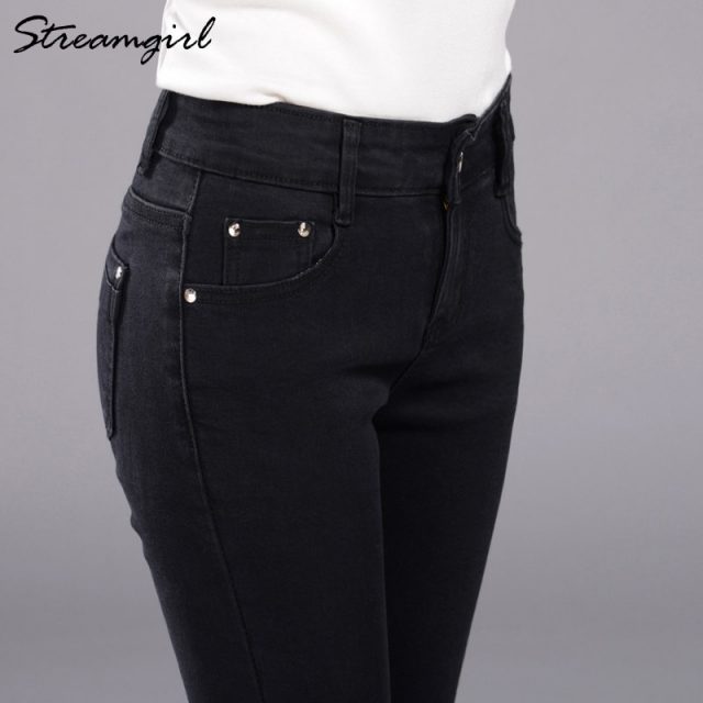 Streamgirl Black Jeans Women Denim Pants Women 2019 Ladies Jeans Femme Skinny Pants Denim Woman Blue Jean Ladies Autumn Classic