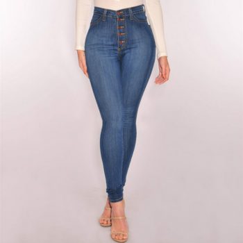 England Style Slim High Waist Skinny Jeans Women  Push Up Sexy Button Plus Size Vintage Pencil Pants Mujer Cotton Denim 2018 New