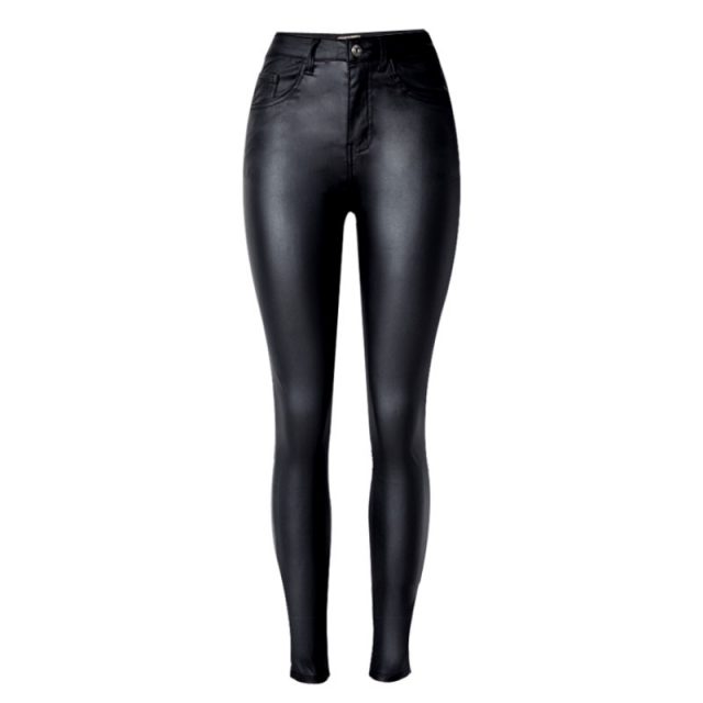 High Waist PU Imitation Leather Jeans Women Fashion Black Elasticity Skinny Jeans Femme Push Up Slim Vaqueros Mujer Pencil Pants