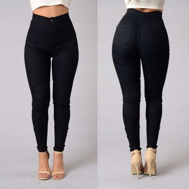 Womens Skinny Slim Fit Denim Jeans Casual Solid Color Pants Trouser NGD88