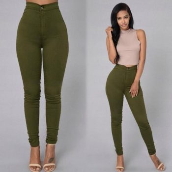 Womens Skinny Slim Fit Denim Jeans Casual Solid Color Pants Trouser NGD88