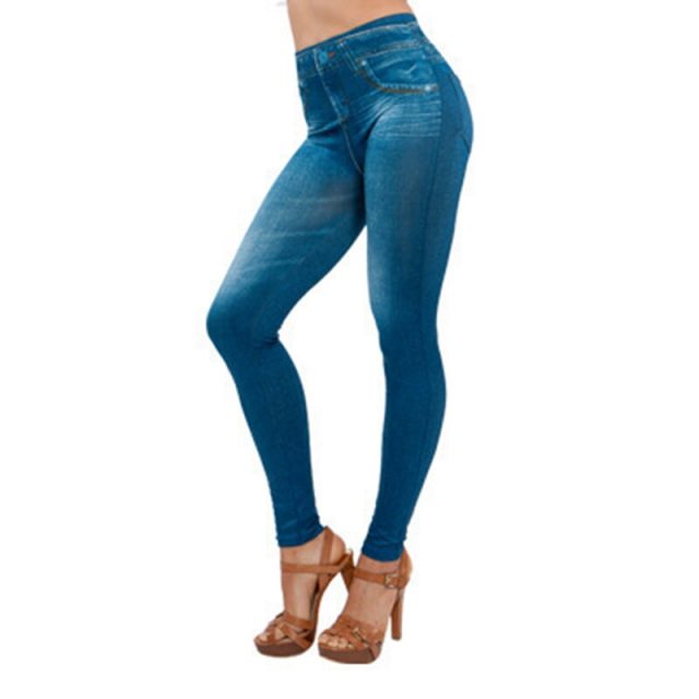 Women Thin Jeans Leggings with Pocket High Waist Slim Fit Denim Pants Trousers NGD88