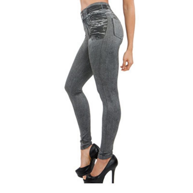 Women Thin Jeans Leggings with Pocket High Waist Slim Fit Denim Pants Trousers NGD88
