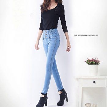 Women Jeans High Waist Elastic Skinny Long Pencil Pants Slim Fit Casual for Shopping NGD88