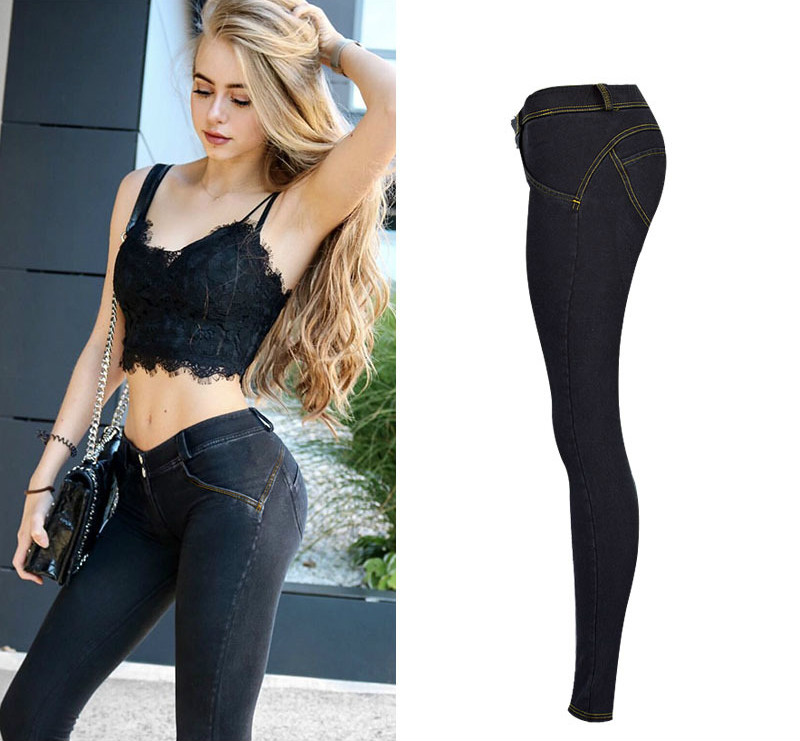 High Street Push Up black Denim Pants Mujer Low Waist Skinny Pencil Pants Femme Fashion Super Stretch Slim Soft Comfort Jeans