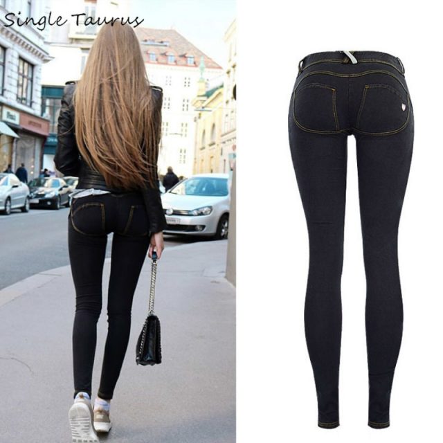 High Street Push Up black Denim Pants Mujer Low Waist Skinny Pencil Pants Femme Fashion Super Stretch Slim Soft Comfort Jeans