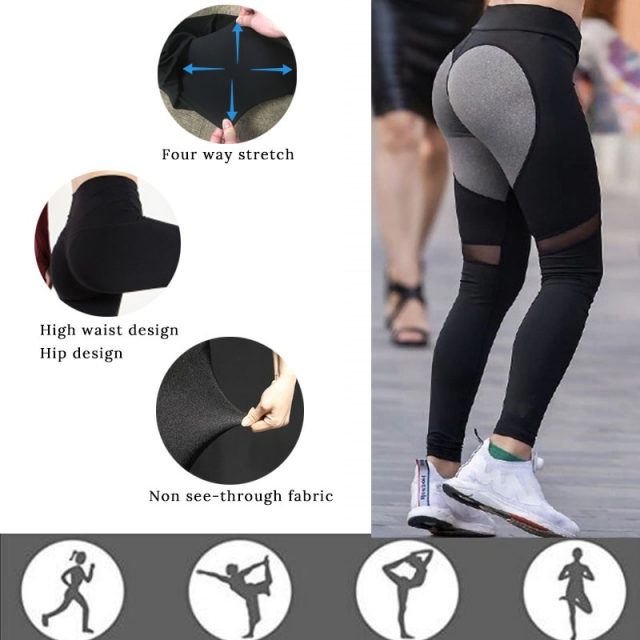 Sexy Soft Push Up Leggings Women Legins Mesh Workout Legging Fitness Leggins Modis Pants Sporting Jeggings Black Activewear