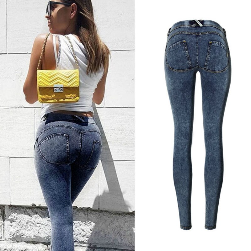 Low Waist Push Up Jeans Women Fashion High Street Snow Wash Slim Elasticity Skinny Denim Pants Soft Cotton Vaqueros Mujer 2019