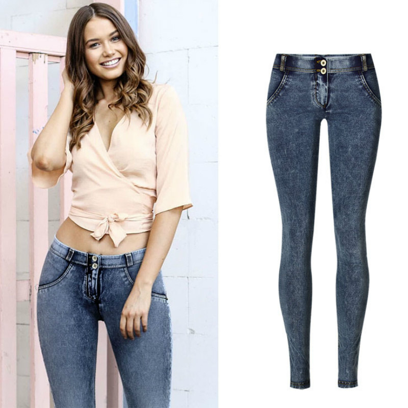 Low Waist Push Up Jeans Women Fashion High Street Snow Wash Slim Elasticity Skinny Denim Pants Soft Cotton Vaqueros Mujer 2019