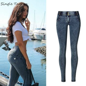 Low Waist Push Up Jeans Women Fashion High Street Snow Wash Slim Elasticity Skinny Denim Pants Soft Cotton Vaqueros Mujer 2019