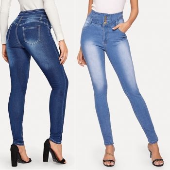 S - XXL Skinny Thin High Waist Pencil Pants Women Elastic Sexy Denim Jeans Trousers