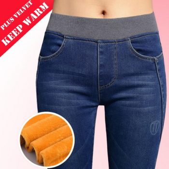 Velvet warm Jeans for Women With High Waist Tight Jeans Winter Pencil Trousers Woman Skinny Jeans Stretching Plus Size