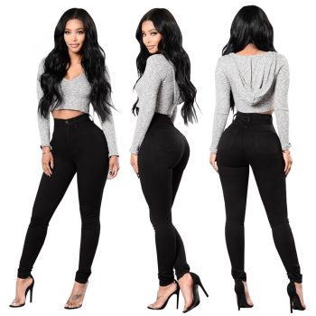 Women Jeans Women High Waisted Skinny Denim Pencil Pants 2019 Spring Stretch Slim Black White Long Length Jeans Plus Size