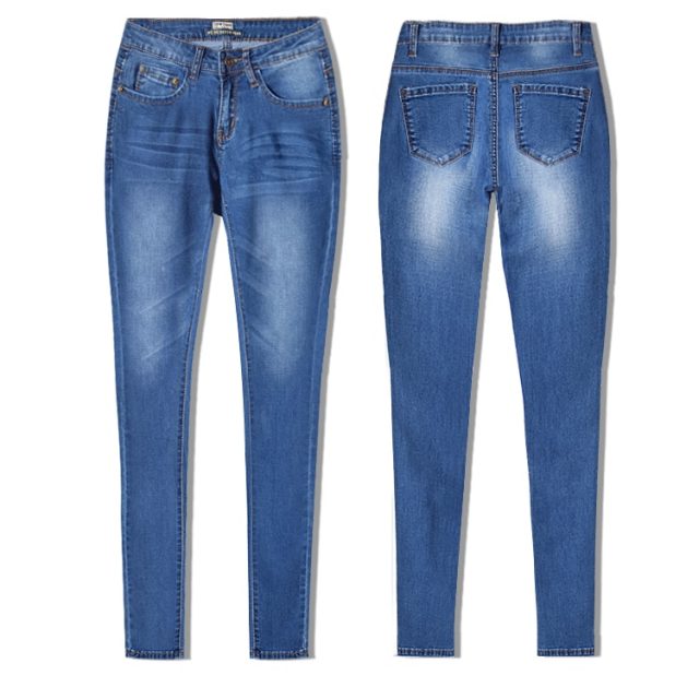 Low Waist Bleached Washed Skinny Jeans Women Fashion Push Up Vintage Moustache Effect Pencil Pants Femme Blue Plus Size Trousers