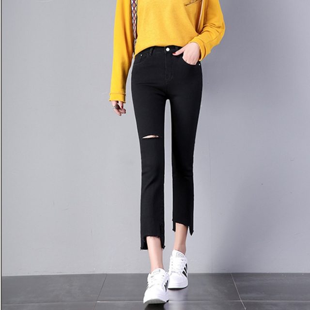 JUJULAND Women Jeans Plus Size Female Stretch Slim Denim Flares Pants Breathable Fashion Bell Bottom Trousers 8237