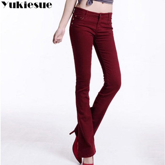 Large sizes skinny women flared jeans for women pants woman denim jeans female trousers with high waist jeans ladies 2018