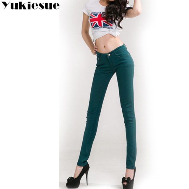 High waist jeans for women 2018 winter autumn jeans woman skinny slim OL office denim pencil pants female jeans femme trousers