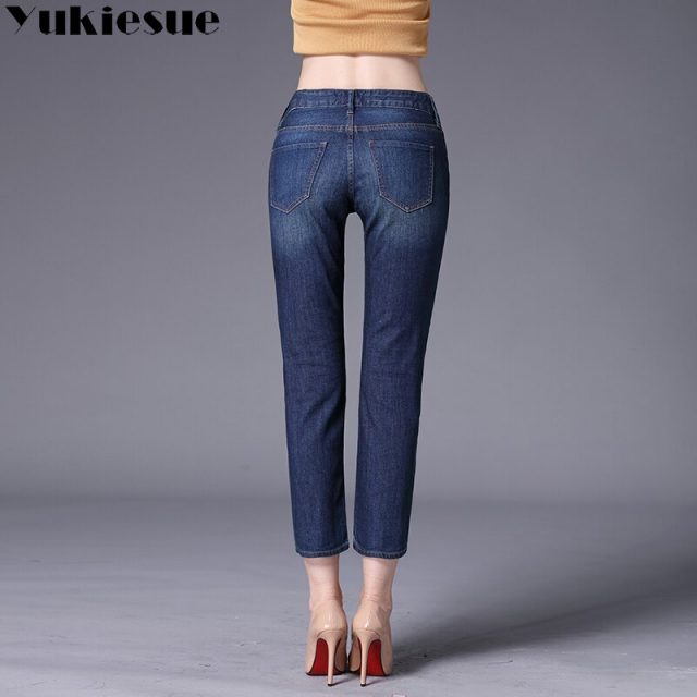 High waist jeans woman 2018 summer autumn skinny slim ankle length vintage casual straight denim pants female jeans femme