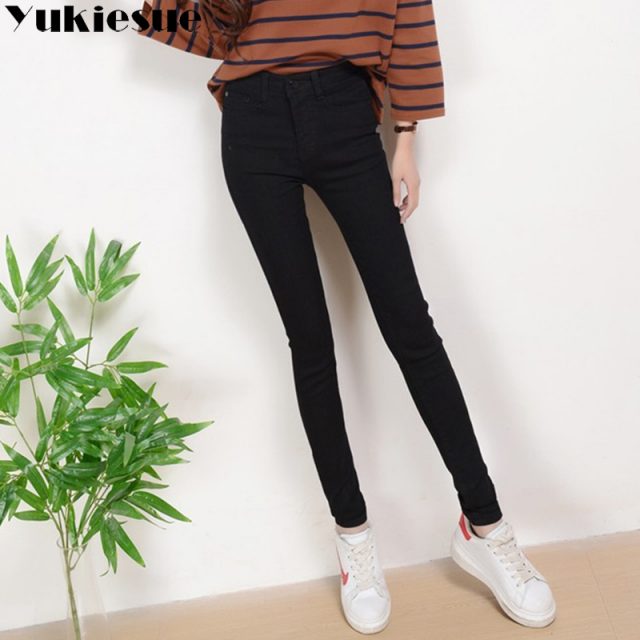 Women jeans In the spring 2018 autumn  Black Stretch Jeans new female Korean stretch slim jeans for women pencil pants feet