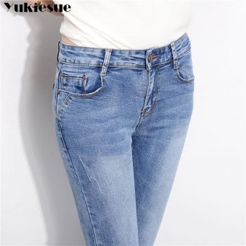 Slim Jeans For Women Skinny High Waisted Blue Denim Pencil Jeans Stretch Slim Pants Jeans Woman Pants Calca Feminina 2019