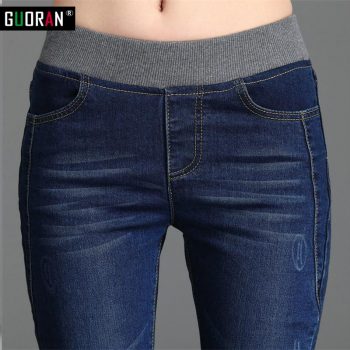 Cashmere Winter Warm Jeans Women With High Waist Blue Jeans For Girls Stretching Skinny jeans elastic waist Large Size 26-34