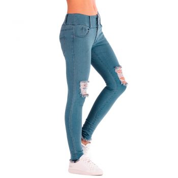 SAGACE Fashion classic ladies high elastic hole jeans solid color tight high waist slim  button pencil pants autumn and winter