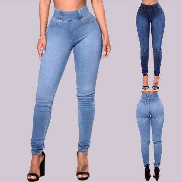 SAGACE solid casual Jeans Women High Waist Skinny Pencil Denim Pants    Elastic Stretch Jeans women oversize slim