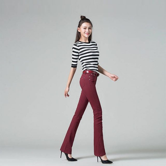 Casual Plus Size Office Pencil Flared Pants Women Factory Wholesale Cheap 95%cotton Stretch Trousers Women Work Pants Ladies