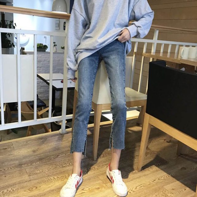 New Micro-flare High Quality Pencil Pants Korean Version of the Straight Pants Womens Simple Daily Skinny Soft Students Trousers