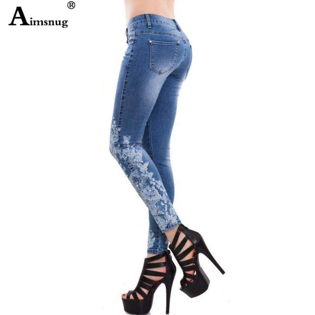 Plus Size 4xl 5XL  Pearl Jeans Women’s Pants Fashion Casual Female Jeans Denim Skinny Stretch Jeans Trousers Ladies Streetwear