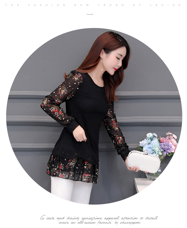 floral Women vintage Blouses 2019 Fashion autumn long Sleeve patchwork Long Shirt Female Casual tops camisas mujer