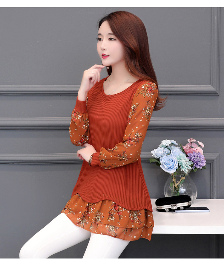 floral Women vintage Blouses 2019 Fashion autumn long Sleeve patchwork Long Shirt Female Casual tops camisas mujer