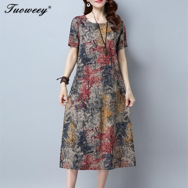 2018 dresses cotton a-line vintage floral print clothes plus size women casual long summer beach dress vestidos femininos
