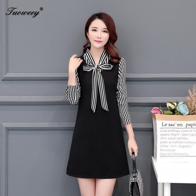 Women Dress 2020 Elegant Women Winter long Sleeve sexy mini Dress Vintage OL Work Wear Bodycon striped Crochet Dresses